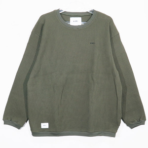 WTAPS ダブルタップス 20AW WAFFLE/LS/COTTON ワッフル ロングスリーブ コットン Tシャツ オリーブ サーマル ロンT 長袖 サイズ01(S) sepk