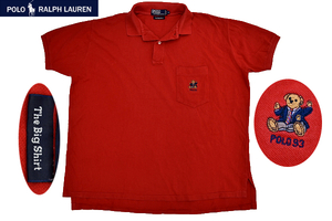 S-9589★Polo by Ralph Lauren ポロ ラルフローレン The Big Shirt★90’年代アメリカUSA製 ビッグシャツ POLO93 半袖 ベアーポロシャツ Ｍ