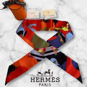 HERMES　エルメス　ツイリー　エクスリブリス・カモフラージュ　シルク