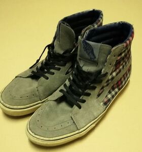 VANS SK8-HI チェックネル素材×スエード 表US45 29cm