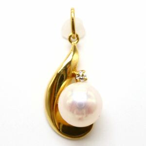 1円〜!!良品!!▼K18 アコヤ本真珠ペンダントトップ▼N 約1.5g パール pearl pendant jewelry ジュエリー EA2/EA2 S411