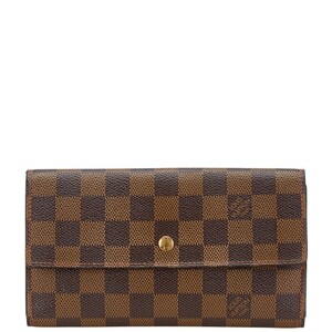 ルイ ヴィトン ダミエ ポルト フォイユ インターナショナル 長財布 N61217 エベヌ ブラウン PVC レディース LOUIS VUITTON 【中古】