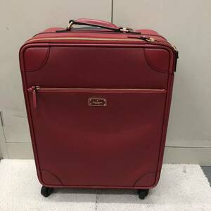 ⑲【沖縄・離島はゆうパック着払い】kate spade ケイトスペード トラベル キャリーケース スーツケース RED レッド フェイクレザー 鍵無し