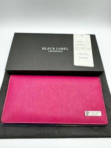 極美品　ブラックレーベル　クレストブリッジ　長財布　ピンク　ネイビー　小銭入れ付き　メンズ　二つ折り財布　コインケース　レザー