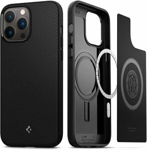 Spigen iPhone 13 Pro Max ケース Magsafe対応 マグネット搭載 TPU ワイヤレス充電対応 米軍MIL規格取得 耐衝撃 (マット・ブラック)