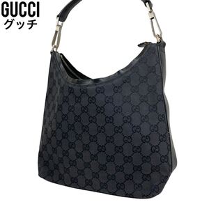 極美品　GUCCI グッチ　ワンショルダーバッグ　GGキャンバス　ハンドバッグ　黒 トートバッグ　レザー　0000602 000926 手提げ　ブラック