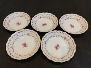 中古美品 ノリタケ Noritake スタジオコレクション 深皿小 5枚セット 14,5cm バラ 花柄 金縁 飾り コレクション　2