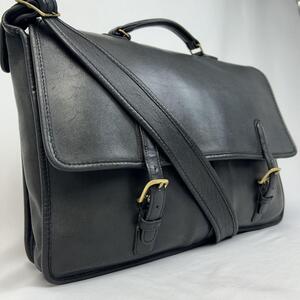 【希少】OLD COACH オールドコーチ 2way ビジネスバッグ ブリーフケース グラブタンレザー メッセンジャー 黒 ブラック 本革 通勤 A4可