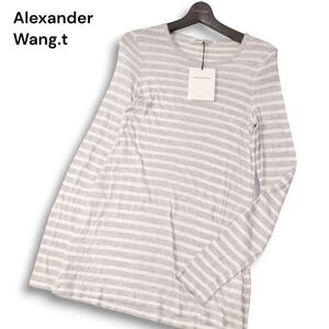 【新品 未使用】 Alexander Wang アレキサンダーワン 長袖 ボーダー スラブ ジャージー カットソー Tシャツ Sz.XS　メンズ　I4T03383_A#F