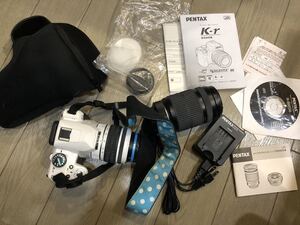 ！！断捨離37800円〜！！♪PENTAX ペンタックス　デジタル一眼レフ　カメラ　白　セット　ケース　USED K-r 望遠レンズ　箱無し♪