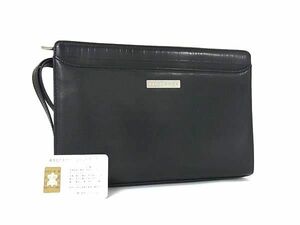 1円 ■美品■ BURBERRY バーバリー レザー クラッチバッグ セカンドバッグ メンズ ブラック系 AZ5789