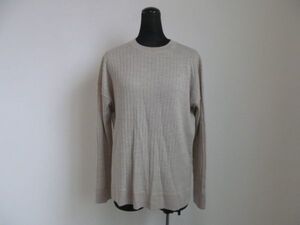 (52930)ユニクロ　UNIQLO　レディース　メリノブレンドリブ　クルーネックセーター　ニット　長袖　ベージュ　S　USED