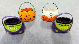 ハロウィン　キャンディーポット　４個　３種類　お面など　