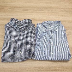 ◇ ◎ 《 UNIQLO ユニクロ まとめ売り2点セット サイズL ストライプ柄 チェック柄 シャツ メンズ 》 E