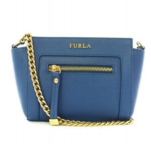 フルラ FURLA ギネヴラ チェーンショルダーバッグ レザー ロゴ ポーチ付き 青 ブルー G6662 /KU レディース