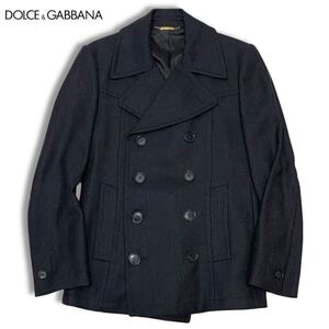 17 国内正規品 DOLCE &GABBANA ドルチェ&ガッバーナ ウール 9B ハーフcoat ピーコート Pコート ネイビー 50 メンズ イタリア製