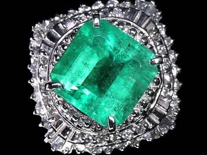 GU13902T初売り【1円～】新品【RK宝石】≪Emerald≫ 豪華!! 極上エメラルド 大粒2.47ct! 極上ダイヤモンド 0.51ct Pt900 高級リング ダイヤ