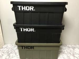 THOR　ソー　コンテナボックス　3点セット　まとめ　ブラック2点　カーキ1点　横70.5cm　奥43cm　高さ27.5cm　trust　キャンプ　アウトドア