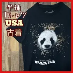 アニマル 動物 パンダ S ブラック メンズ USA古着 半袖 Tシャツ