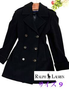 RALPH LAUREN　ラルフローレン　ウール コート　ブリティッシュ・ウォーム　エポレット　ブラック　サイズ９