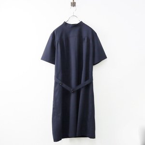 2019 トリココムデギャルソン tricot COMME des GARCONS ウールポリ バックオープンスタンドカラーワンピース S/ネイビー【2400013846714】