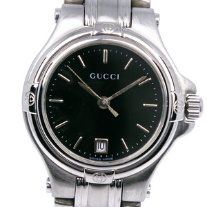 GUCCI グッチ 9040L 腕時計 SS クオーツ アナログ表示 レディース 黒文字盤【I160424027】中古