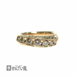 極美品 K18 ブラウンダイヤリング 指輪 750 リングサイズ #13 ブラウンダイヤ 1.00ct キラキラ 上品 曲線 カーブ ゴールド 13号