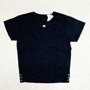 ◆【古着】courreges クレージュ ワンポイント 刺繍 半袖 Tシャツ インナー 綿 サイズ9 黒 ブラック レディース kag 0.13kg