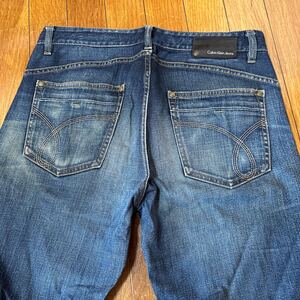 美品CalvinKleinJeans名作デニムパンツジッパー32インチ貴重ボトムスDENIMジーンズオンワードストレート