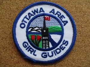 80s オタワ カナダOTTAWA AREA ガールスカウト GIRL SCOUT 刺繍 ワッペン パッチ GIRL GUIDES ガールガイド 花 建物