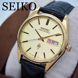 668 SEIKO メンズ　キングクォーツ　キングセイコー　ゴールド　デイデイト