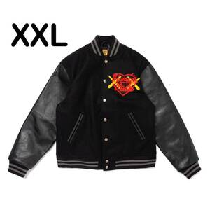 ★国内正規品 XXLサイズ★ HUMAN MADE x KAWS Made Varsity Jacket #2 Black 2XL ジャケット バーシティー ブラック スタジャン