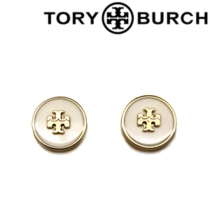 TORY BURCH トリーバーチ ブランド ピアス キラ エナメル サークル スタッズ アイボリー×ゴールド 64885-110