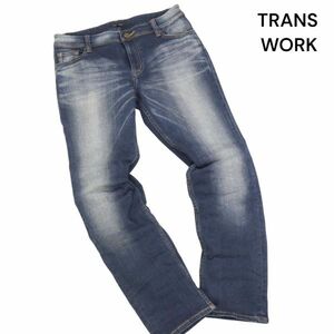 TRANS WORK トランスワーク USED加工♪ ストレッチ ストレート デニム パンツ ジーンズ Sz.48　レディース 大きいサイズ　K4B00323_4#R