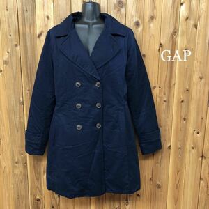 GAP＊ギャップ レディースM ネイビー ダウンコート トレンチコート ダブル ベルト付き 防寒着 ダウン90% アウター