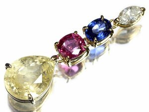 IUL13423【1円～】新品【RK宝石】極上非加熱イエローサファイア 特大6.108ct ルビー サファイア ダイヤモンド K18 超高級ペンダントヘッド