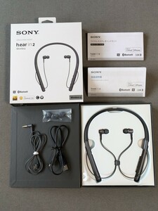 ★美品★SONY h.ear in 2 Wireless WI-H700 B （グレイッシュブラック）ワイヤレスイヤホン【未使用イヤーピース付】