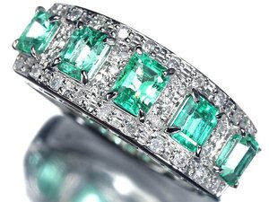 OR14560T【1円～】新品【RK宝石】≪Emerald≫ 美しい透明感!! 極上エメラルド 5石 総計1.00ct!! 極上ダイヤモンド Pt900 高級リング ダイヤ