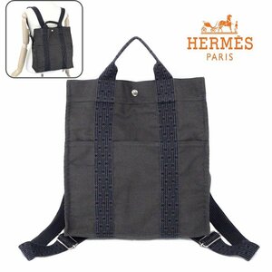 【1円/人気♪】エルメス HERMES エールライン アド MM リュックサック バックパック 100952M キャンバス グレー 通勤 通学 鞄 A4収納 43554