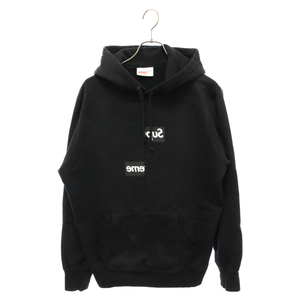 シュプリーム 18AW×Split Box Logo Hooded Sweatshirt コムデギャルソンシャツ スプリットボックスロゴプルオーバーパーカー ブラック