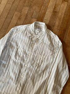 POST OVERALLS ポストオーバーオールズ #3217 St.Louis Dobby stripe shirts white 日本製