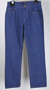 14AW LOUIS VUITTON stripe denim pant size34 ルイヴィトン ストライプ デニム パンツ 革パッチ d0169