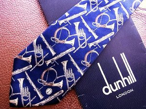 ♪今週の特売980円～♪0919♪状態並品【dunhill】ダンヒル【ラッパ クラリネット ｄロゴ 柄】ネクタイ♪