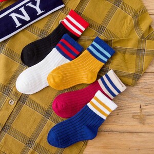 ☆ ライン(1) ☆ S(10-13cm) ☆ キッズ靴下5枚セット pk0520 靴下 キッズ ソックス クルー丈 アンクルソックス 5足セット