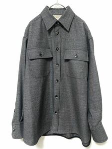 マルニ　marni ウール　長袖　シャツ　デニム　メンズ　トップス　ロングスリーブ　46 グレー系　ポケット　ワーク