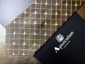 ★並品★4R01151【Aquascutum】アクアスキュータム「馬 ウマ 格子 動物 柄」ネクタイ