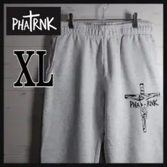 【好デザイン】PHATRNK ロゴ 十字架 スウェットパンツ XL グレー