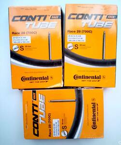 continental チューブ 80mm 3本set 純正箱付 700x20-25c 仏式 未使用 コンチネンタル