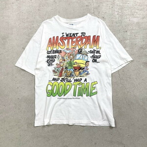 90年代 FOX TEES AMSTERDAM ジョークプリントTシャツ アート メンズL相当