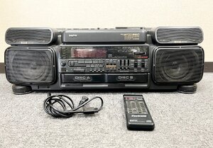 【ST4623MG】【1円～】SANYO サンヨー PH-WCD950 CD ラジカセ カセット デッキ レトロ 当時物 リモコン アダプター ※動作確認済